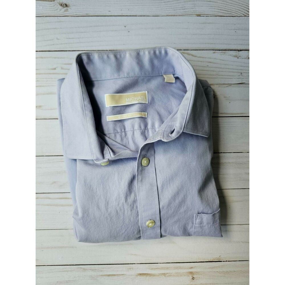 Michael Kors Men’s 17 34/35 XL Light Blue Button Down Dress Shirt Long Sleeve